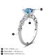 3 - Nylah 1.67 ctw (6.50 mm) Round Blue Topaz and Graduated Pear Shape Natural Diamond Engagement Ring 