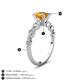 3 - Nylah 1.59 ctw (6.50 mm) Round Citrine and Graduated Pear Shape Natural Diamond Engagement Ring 