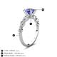 3 - Nylah 1.64 ctw (6.50 mm) Round Tanzanite and Graduated Pear Shape Natural Diamond Engagement Ring 