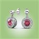 2 - Gila 1.56 ctw (5.50 mm) Round Pink Tourmaline and Natural Diamond Halo Drop and Dangle Earrings 
