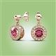 2 - Gila 1.56 ctw (5.50 mm) Round Pink Tourmaline and Natural Diamond Halo Drop and Dangle Earrings 