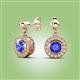 2 - Gila 1.52 ctw (5.50 mm) Round Tanzanite and Natural Diamond Halo Drop and Dangle Earrings 