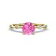 1 - Nuria 1.06 ctw (6.50 mm) Round Pink Sapphire and Side Spaced Round Natural Diamond Engagement Ring 