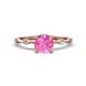 1 - Nuria 1.06 ctw (6.50 mm) Round Pink Sapphire and Side Spaced Round Natural Diamond Engagement Ring 