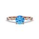 1 - Nuria 1.06 ctw (6.50 mm) Round Blue Topaz and Side Spaced Round Natural Diamond Engagement Ring 