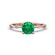 1 - Nuria 0.83 ctw (6.50 mm) Round Emerald and Side Spaced Round Natural Diamond Engagement Ring 