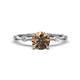 1 - Nuria 1.11 ctw (6.50 mm) Round Smoky Quartz and Side Spaced Round Natural Diamond Engagement Ring 