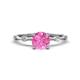 1 - Nuria 1.06 ctw (6.50 mm) Round Pink Sapphire and Side Spaced Round Natural Diamond Engagement Ring 