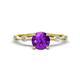 1 - Nuria 0.98 ctw (6.50 mm) Round Amethyst and Side Spaced Round Natural Diamond Engagement Ring 