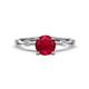 1 - Nuria 1.06 ctw (6.50 mm) Round Ruby and Side Spaced Round Natural Diamond Engagement Ring 