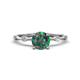 1 - Nuria 1.11 ctw (6.50 mm) Round Created Alexandrite and Side Spaced Round Natural Diamond Engagement Ring 