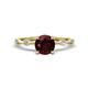 1 - Nuria 1.16 ctw (6.50 mm) Round Red Garnet and Side Spaced Round Natural Diamond Engagement Ring 