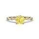 1 - Nuria 1.06 ctw (6.50 mm) Round Yellow Sapphire and Side Spaced Round Natural Diamond Engagement Ring 