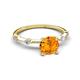 2 - Nuria 0.98 ctw (6.50 mm) Round Citrine and Side Spaced Round Natural Diamond Engagement Ring 