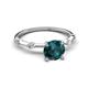 2 - Nuria 1.06 ctw (6.50 mm) Round London Blue Topaz and Side Spaced Round Natural Diamond Engagement Ring 