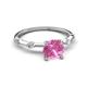 2 - Nuria 1.06 ctw (6.50 mm) Round Pink Sapphire and Side Spaced Round Natural Diamond Engagement Ring 