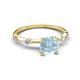 2 - Nuria 0.98 ctw (6.50 mm) Round Aquamarine and Side Spaced Round Natural Diamond Engagement Ring 