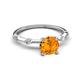 2 - Nuria 0.98 ctw (6.50 mm) Round Citrine and Side Spaced Round Natural Diamond Engagement Ring 