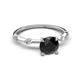 2 - Nuria 1.11 ctw (6.50 mm) Round Black Diamond and Side Spaced Round Natural Diamond Engagement Ring 