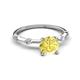 2 - Nuria 1.06 ctw (6.50 mm) Round Yellow Sapphire and Side Spaced Round Natural Diamond Engagement Ring 