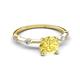 2 - Nuria 1.06 ctw (6.50 mm) Round Yellow Sapphire and Side Spaced Round Natural Diamond Engagement Ring 