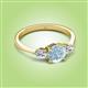 2 - Zelia 1.27 ctw (6.50 mm) Round Aquamarine and Pear Shape Natural Diamond Three Stone Engagement Ring 