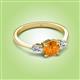 2 - Zelia 1.27 ctw (6.50 mm) Round Citrine and Pear Shape Natural Diamond Three Stone Engagement Ring 