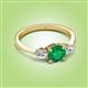 2 - Zelia 1.12 ctw (6.00 mm) Round Emerald and Pear Shape Natural Diamond Three Stone Engagement Ring 