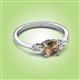 2 - Zelia 1.40 ctw (6.50 mm) Round Smoky Quartz and Pear Shape Natural Diamond Three Stone Engagement Ring 