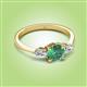 2 - Zelia 1.40 ctw (6.50 mm) Round Lab Created Alexandrite and Pear Shape Natural Diamond Three Stone Engagement Ring 