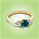 2 - Zelia 1.20 ctw (6.00 mm) Round Blue Diamond and Pear Shape Natural Diamond Three Stone Engagement Ring 