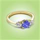 2 - Zelia 1.32 ctw (6.50 mm) Round Tanzanite and Pear Shape Natural Diamond Three Stone Engagement Ring 