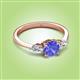 2 - Zelia 1.32 ctw (6.50 mm) Round Tanzanite and Pear Shape Natural Diamond Three Stone Engagement Ring 