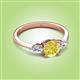 2 - Zelia 1.20 ctw (6.00 mm) Round Yellow Diamond and Pear Shape Natural Diamond Three Stone Engagement Ring 