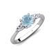 3 - Zelia 1.27 ctw (6.50 mm) Round Aquamarine and Pear Shape Natural Diamond Three Stone Engagement Ring 