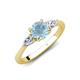 3 - Zelia 1.27 ctw (6.50 mm) Round Aquamarine and Pear Shape Natural Diamond Three Stone Engagement Ring 