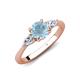 3 - Zelia 1.27 ctw (6.50 mm) Round Aquamarine and Pear Shape Natural Diamond Three Stone Engagement Ring 