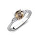 3 - Zelia 1.40 ctw (6.50 mm) Round Smoky Quartz and Pear Shape Natural Diamond Three Stone Engagement Ring 