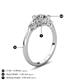 4 - Zelia 1.40 ctw (6.50 mm) Round Moissanite and Pear Shape Natural Diamond Three Stone Engagement Ring 