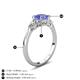 4 - Zelia 1.32 ctw (6.50 mm) Round Tanzanite and Pear Shape Natural Diamond Three Stone Engagement Ring 