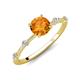 3 - Nuria 0.98 ctw (6.50 mm) Round Citrine and Side Spaced Round Natural Diamond Engagement Ring 