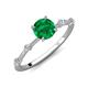 3 - Nuria 0.83 ctw (6.50 mm) Round Emerald and Side Spaced Round Natural Diamond Engagement Ring 