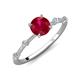 3 - Nuria 1.06 ctw (6.50 mm) Round Ruby and Side Spaced Round Natural Diamond Engagement Ring 