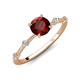 3 - Nuria 1.16 ctw (6.50 mm) Round Red Garnet and Side Spaced Round Natural Diamond Engagement Ring 