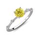 3 - Nuria 0.91 ctw (6.50 mm) Round Yellow Diamond and Side Spaced Round Natural Diamond Engagement Ring 
