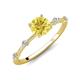 3 - Nuria 1.06 ctw (6.50 mm) Round Yellow Sapphire and Side Spaced Round Natural Diamond Engagement Ring 