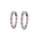 3 - Carisa 0.66 ctw (1.70 mm) Inside Outside Round Rhodolite Garnet and Natural Diamond Eternity Hoop Earrings 