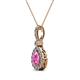 2 - Quy 0.96 ctw (6x4 mm) Pear Shape Pink Sapphire and Round Natural Diamond Teardrop Halo Pendant 