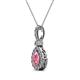 2 - Quy 0.81 ctw (6x4 mm) Pear Shape Pink Tourmaline and Round Natural Diamond Teardrop Halo Pendant 