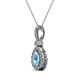 2 - Quy 0.86 ctw (6x4 mm) Pear Shape Blue Topaz and Round Natural Diamond Teardrop Halo Pendant 